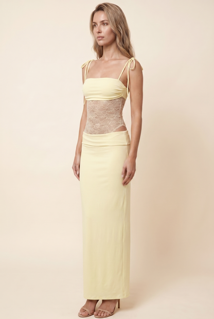 CECILE | LACE MAXI DRESS - Butter Yellow