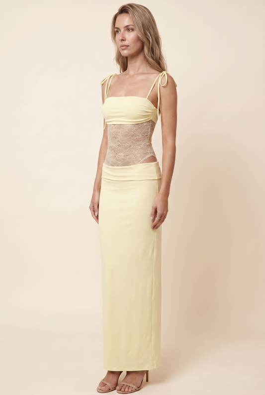 CECILE | LACE MAXI DRESS - Butter Yellow