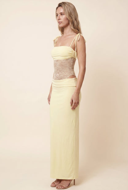 CECILE | LACE MAXI DRESS - Butter Yellow