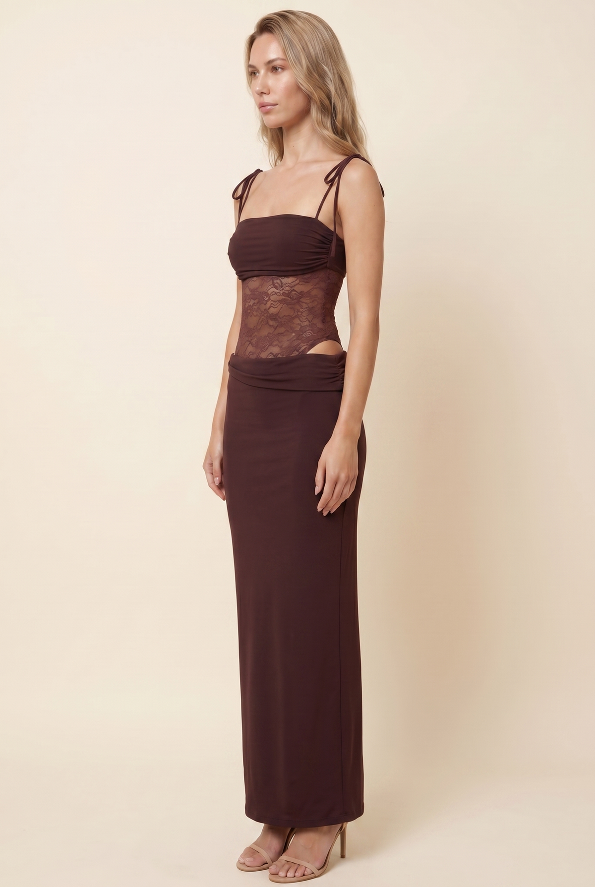 CECILE | LACE MAXI DRESS - Chocolate Brown