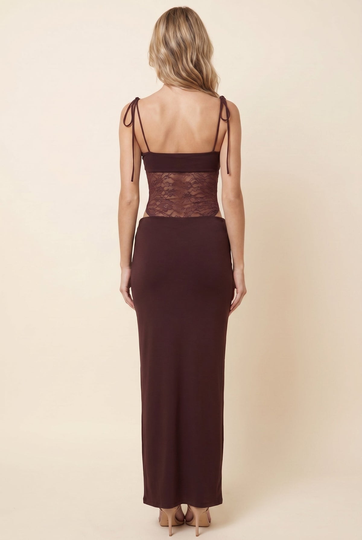 CECILE | LACE MAXI DRESS - Chocolate Brown
