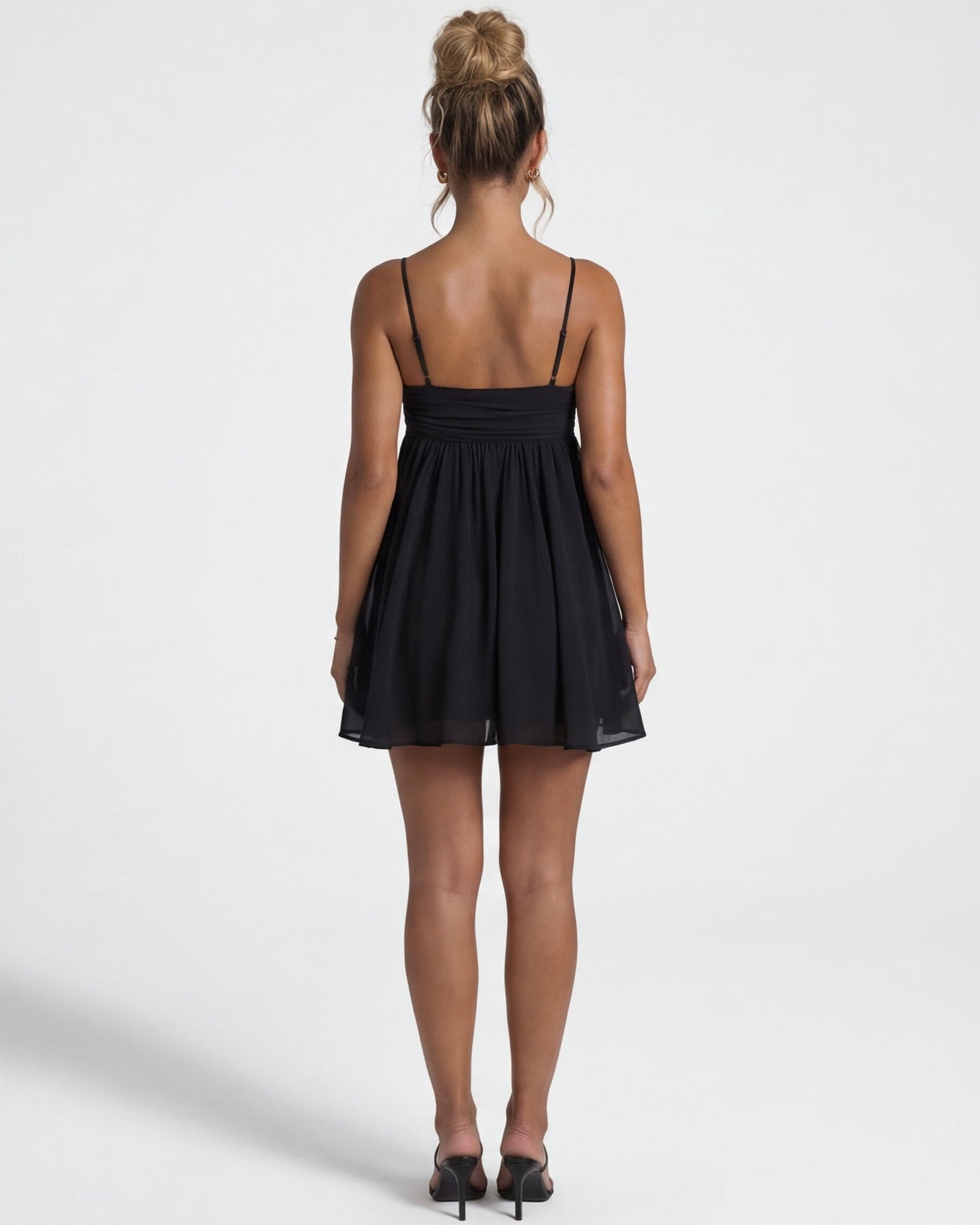 CECILY | RUCHED BUST BABYDOLL MINI DRESS - Black