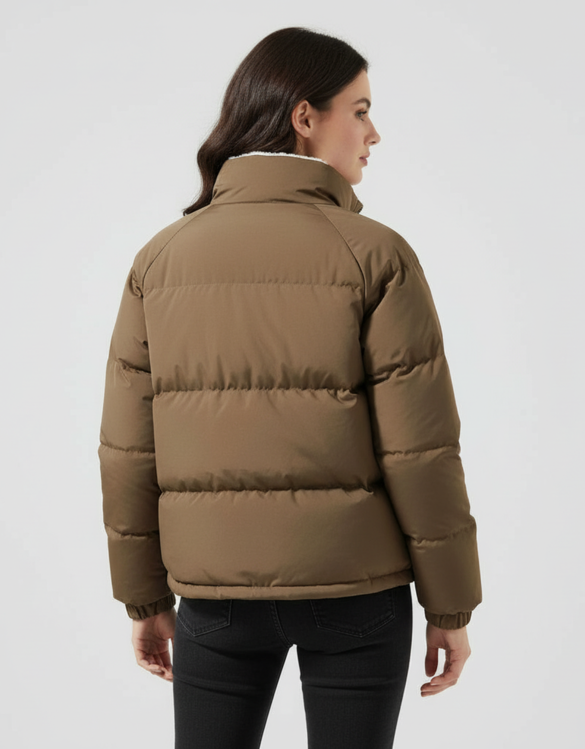 CELESTIA | HIGH COLLAR PUFFER JACKET - Brown