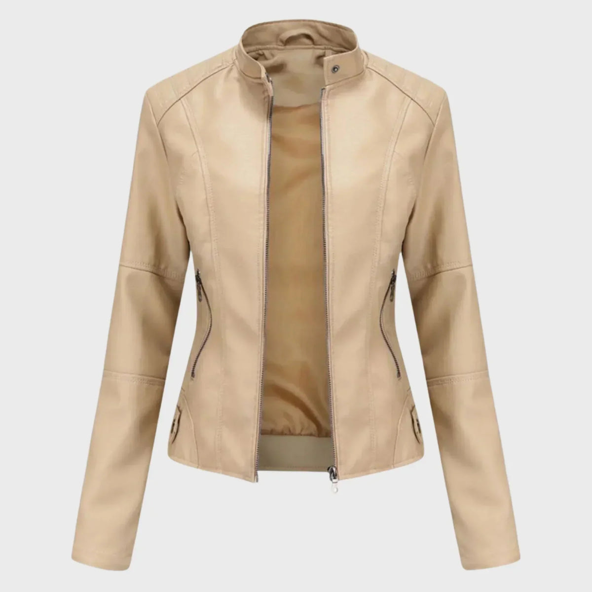 CHARIS | ZIP FRONT JACKET - Beige