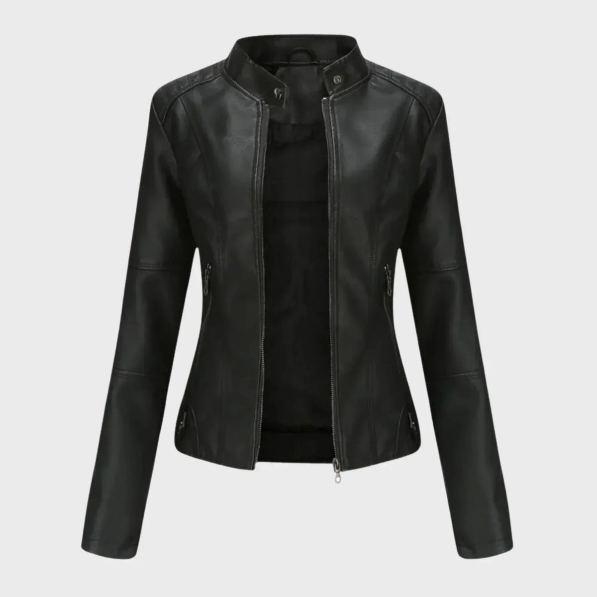 CHARIS | ZIP FRONT JACKET - Black