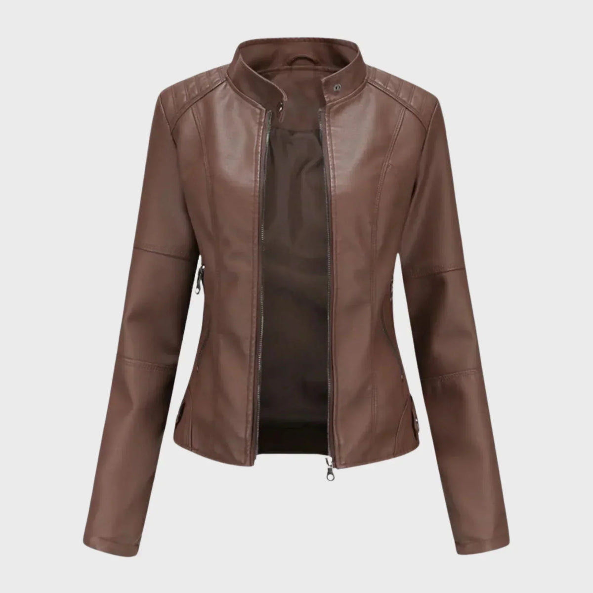 CHARIS | ZIP FRONT JACKET - Brown