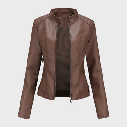 CHARIS | ZIP FRONT JACKET - Brown