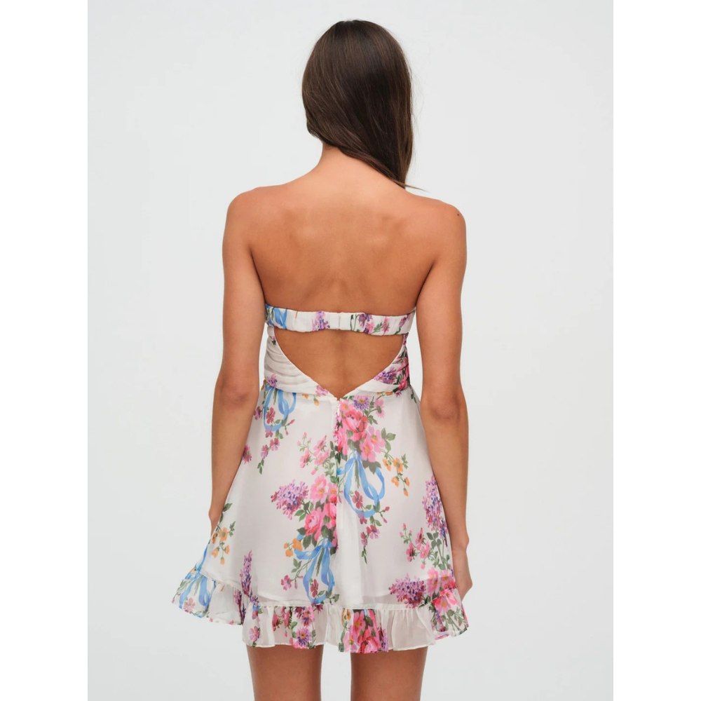 CHIARA | BOW MINI DRESS - Ivory Floral