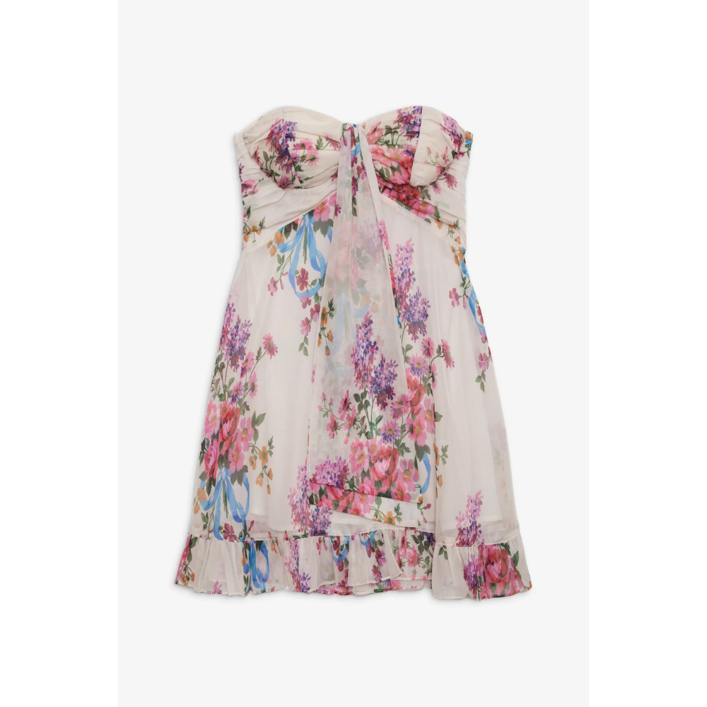 CHIARA | BOW MINI DRESS - Ivory Floral
