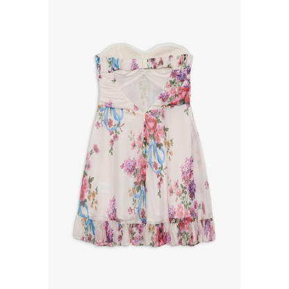 CHIARA | BOW MINI DRESS - Ivory Floral