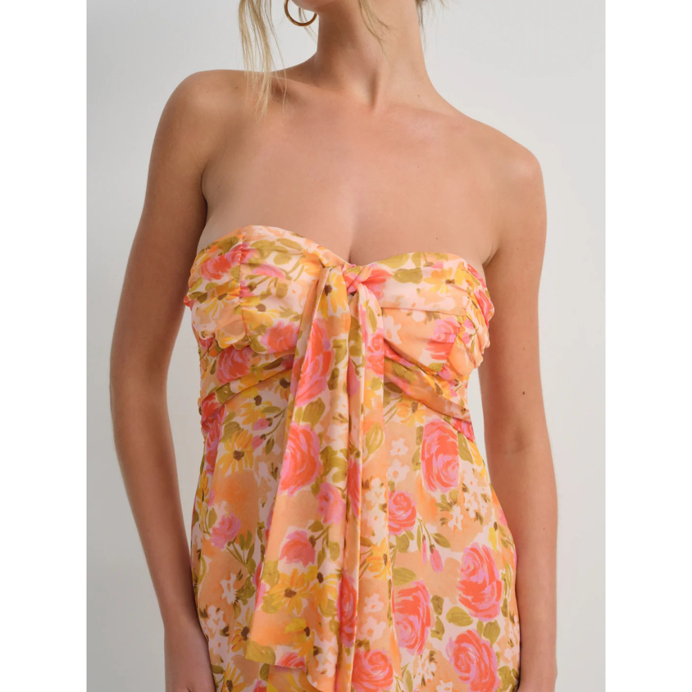 CHIARA | BOW MINI DRESS - Sunset Floral