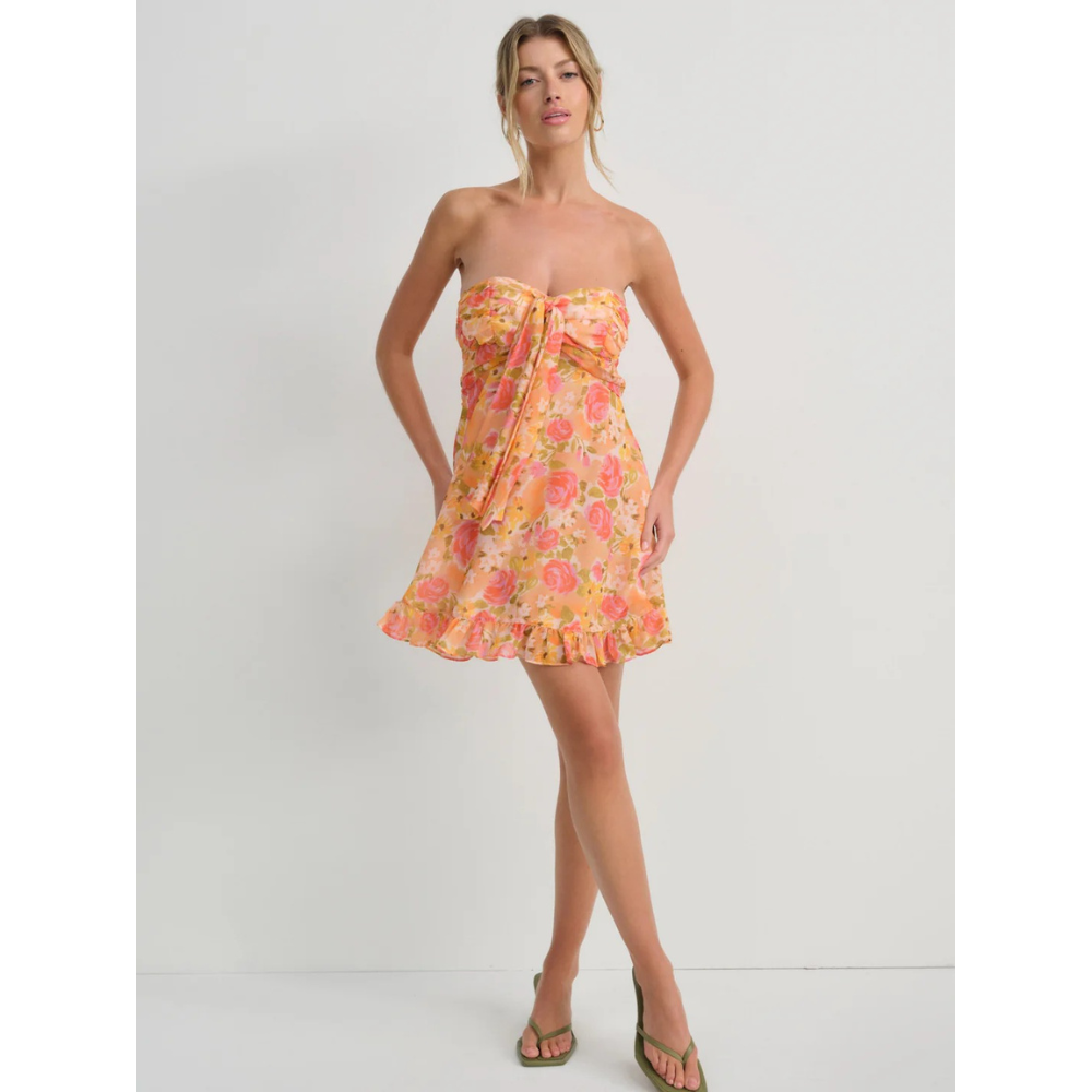 CHIARA | BOW MINI DRESS - Sunset Floral