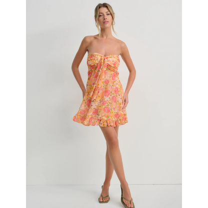 CHIARA | BOW MINI DRESS - Sunset Floral