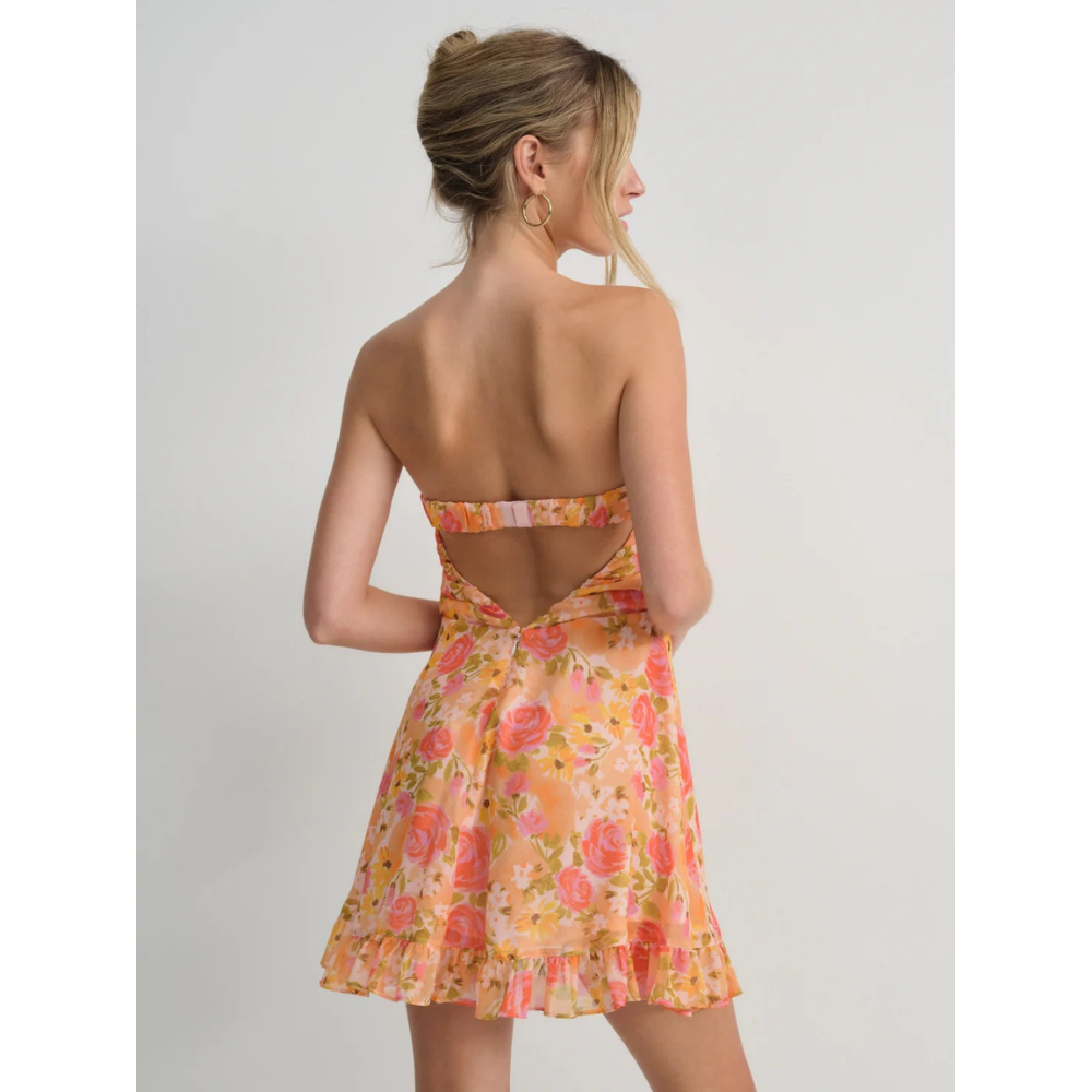 CHIARA | BOW MINI DRESS - Sunset Floral