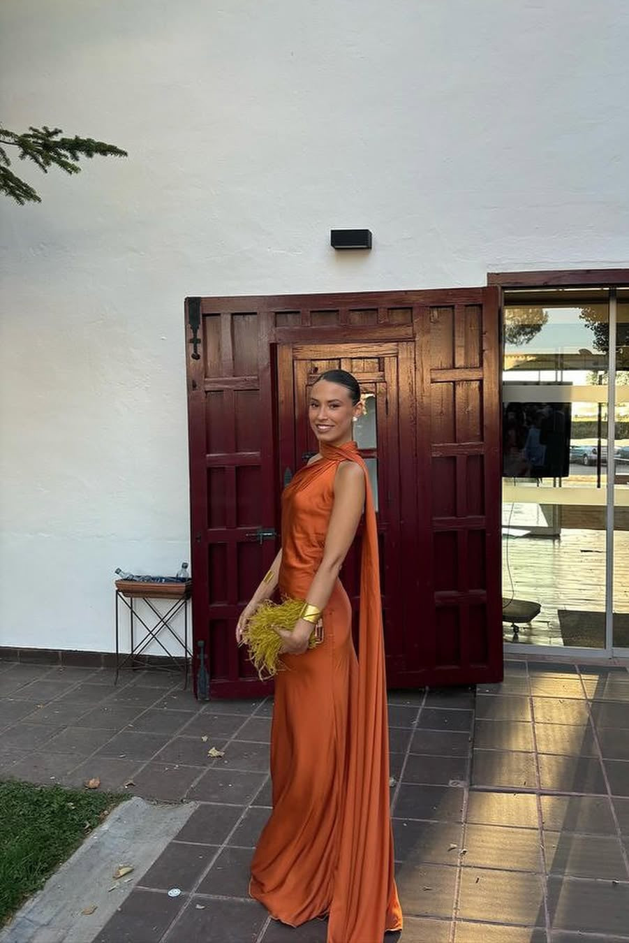 CIARA | SATIN MAXI DRESS - Rust Orange