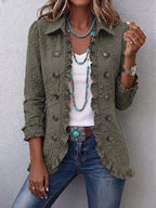 CLARISSE | RUFFLE JACKET - Olive Green