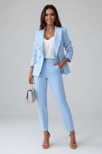 CLAUDETTE | DOUBLE BREASTED BLAZER PANTS SET - Light Blue