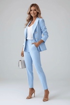 CLAUDETTE | DOUBLE BREASTED BLAZER PANTS SET - Light Blue