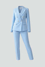 CLAUDETTE | DOUBLE BREASTED BLAZER PANTS SET - Light Blue