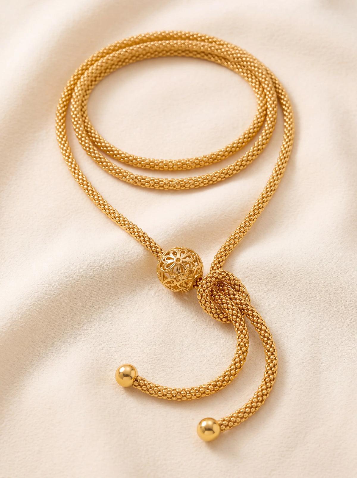 CLEMENCE | GOLD KNOT LARIAT NECKLACE - Gold