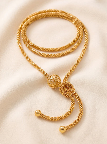 CLEMENCE | GOLD KNOT LARIAT NECKLACE - Gold