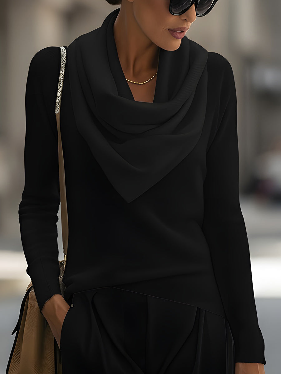 CLOTILDE | COWL NECK SWEATER - Black