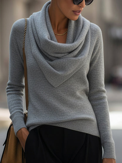 CLOTILDE | COWL NECK SWEATER - Heather Grey