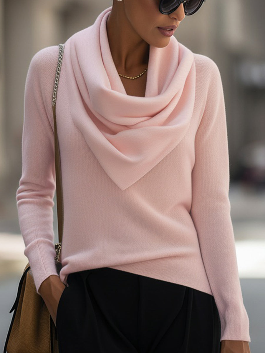 CLOTILDE | COWL NECK SWEATER - Light Pink
