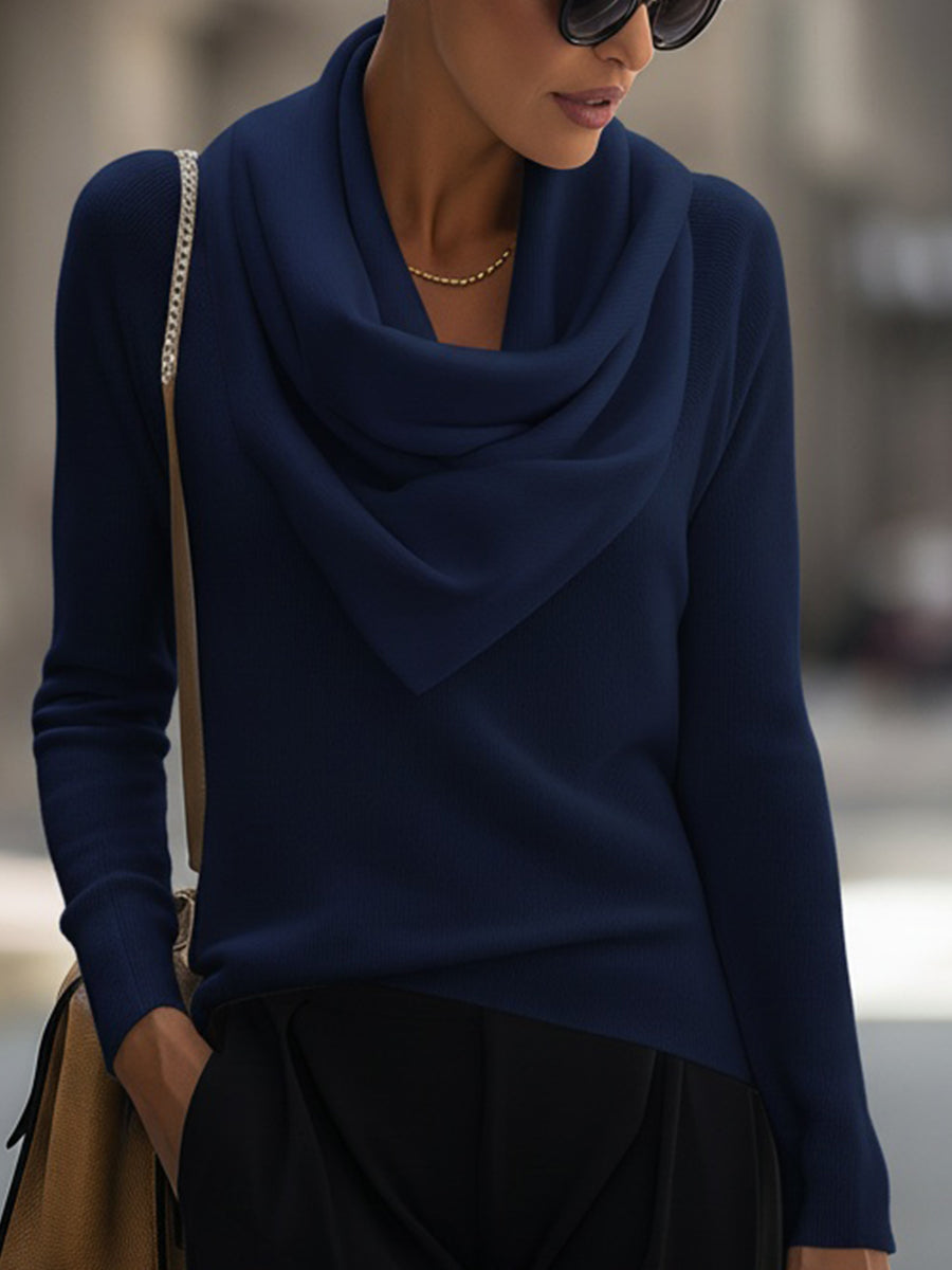 CLOTILDE | COWL NECK SWEATER - Navy