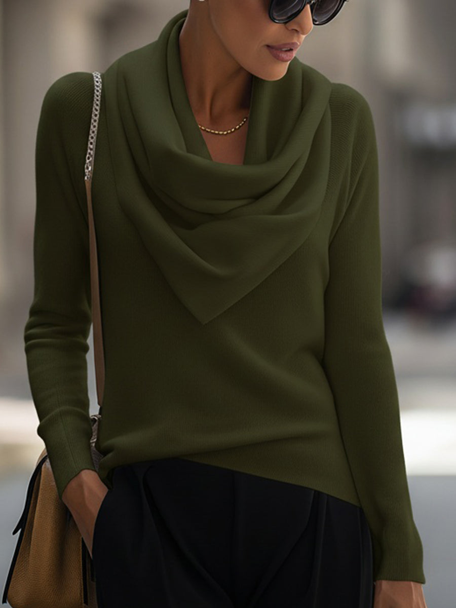 CLOTILDE | COWL NECK SWEATER - Olive Green