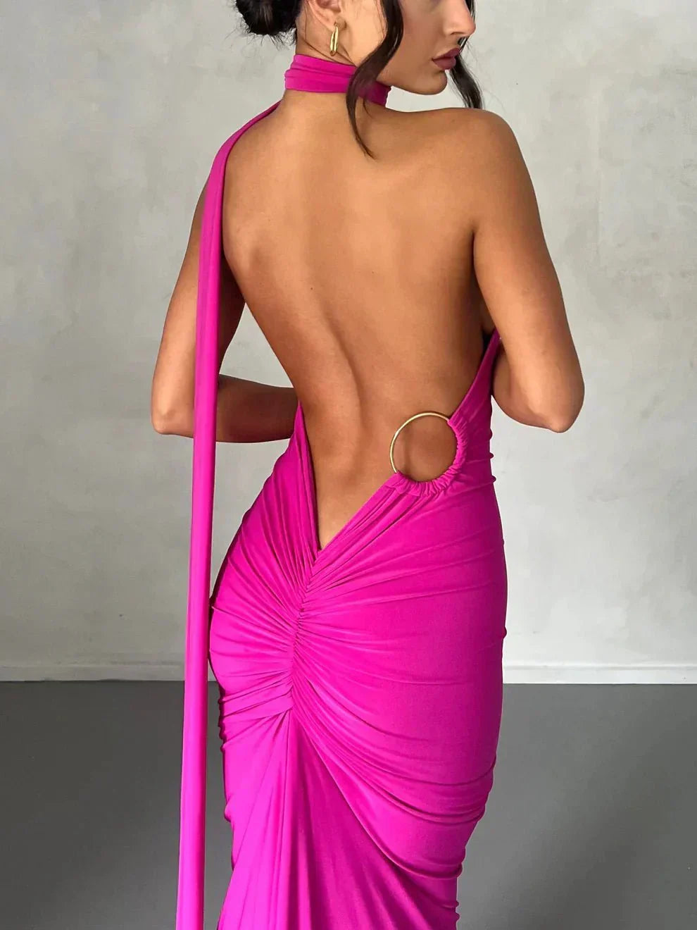 CONSTA | ONE SHOULDER MAXI DRESS - Fuchsia