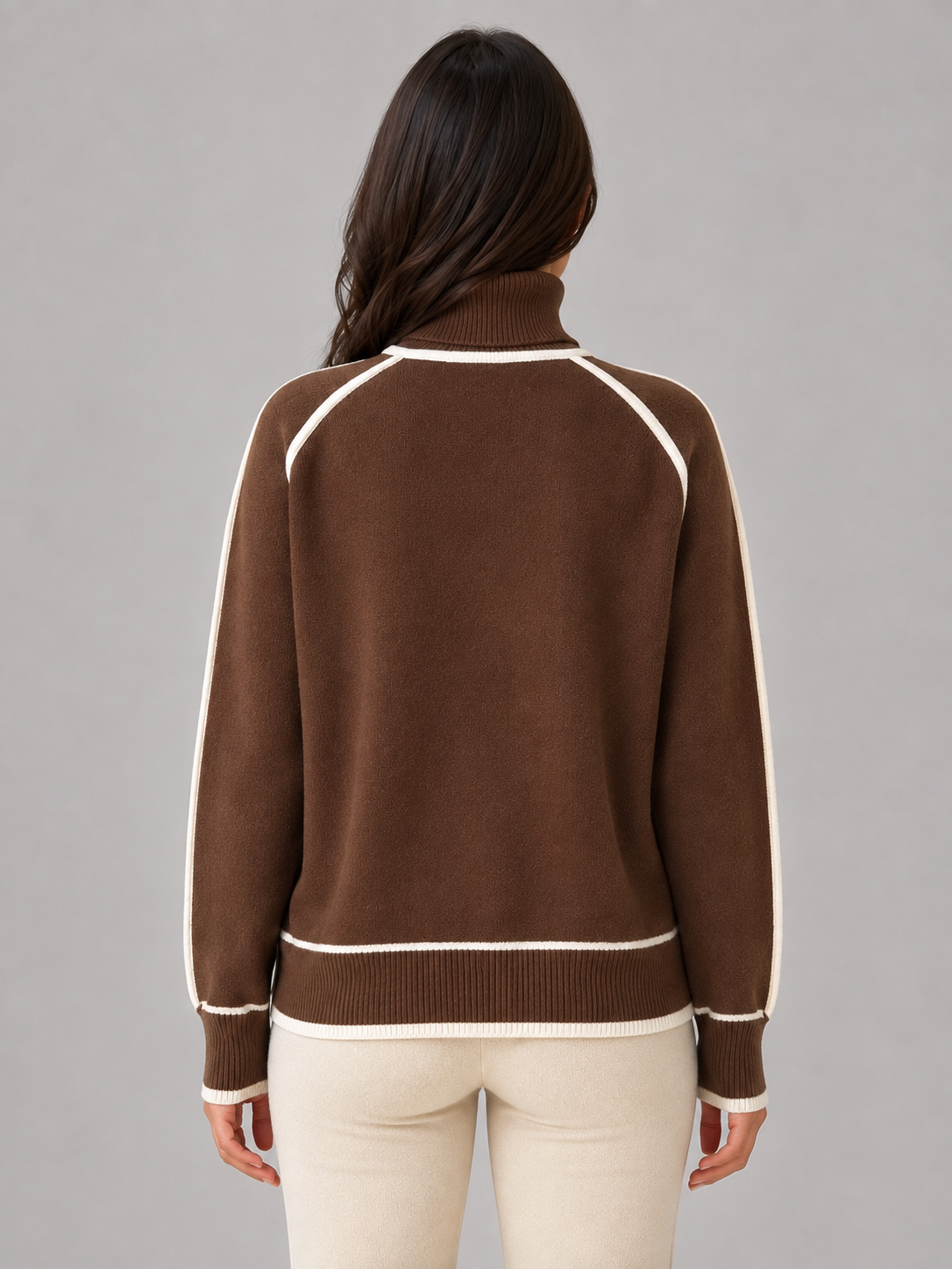 CONSTANCE | ROLL NECK RELAXED SWEATER - Brown