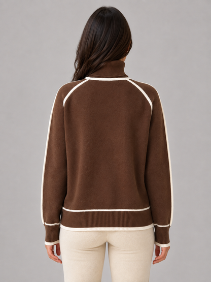 CONSTANCE | ROLL NECK RELAXED SWEATER - Brown