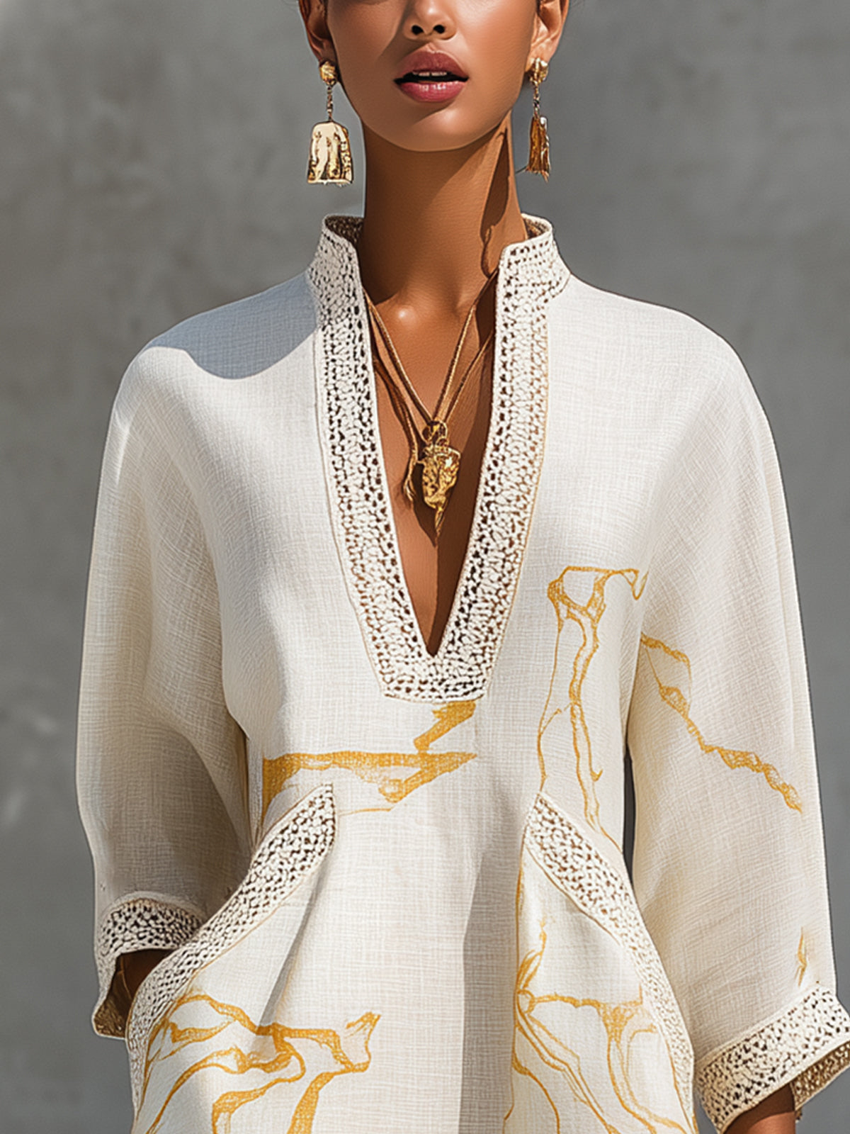 CONSUELA | CROCHET LACE MINI DRESS - Golden Ivory