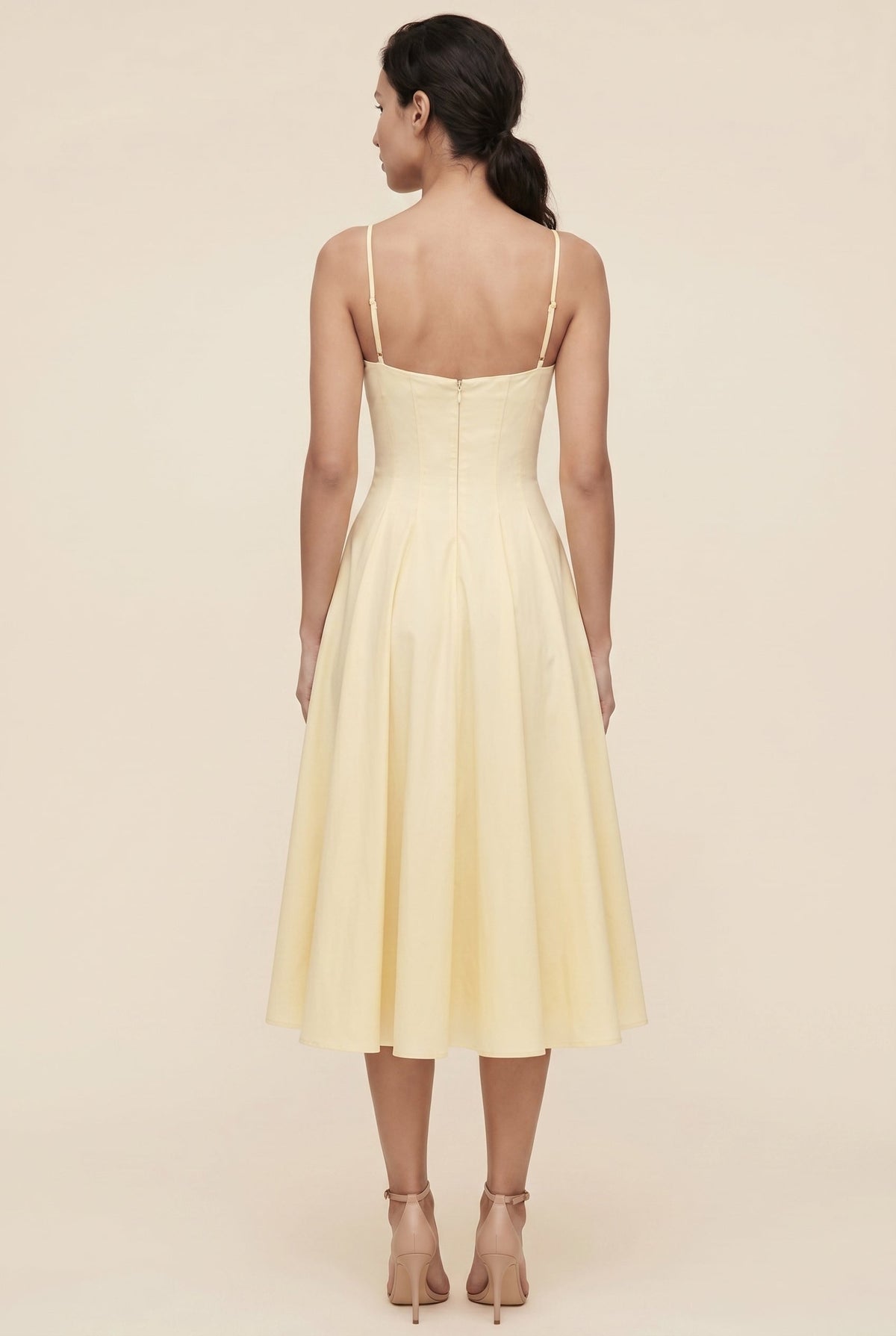 CORAYA | TWIST FRONT MIDI DRESS - Butter Yellow