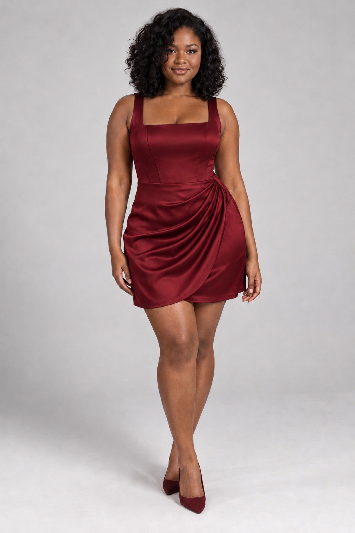 Cornelia Mini & Maxi Dress in red mini, front view