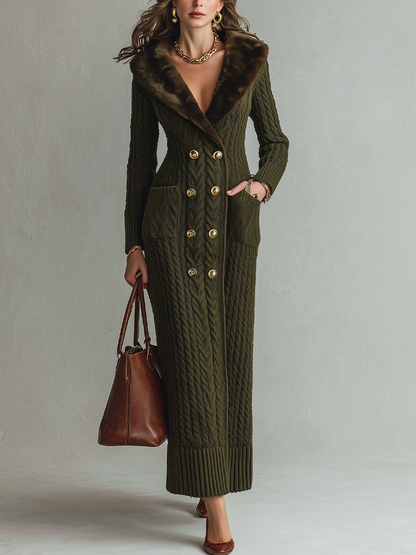 CYBIL | CABLE KNIT MAXI DRESS - Green