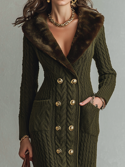 CYBIL | CABLE KNIT MAXI DRESS - Green