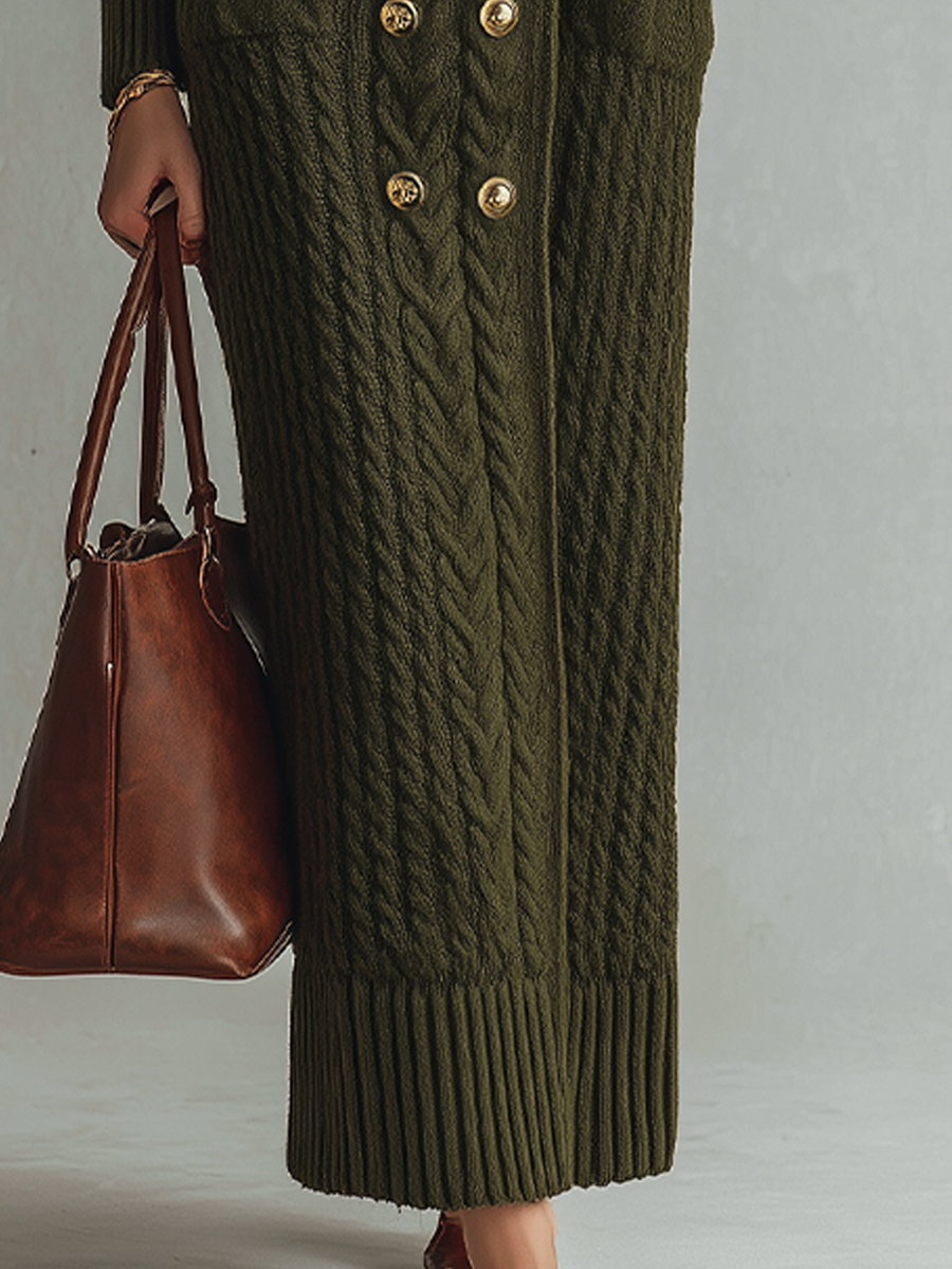 CYBIL | CABLE KNIT MAXI DRESS - Green