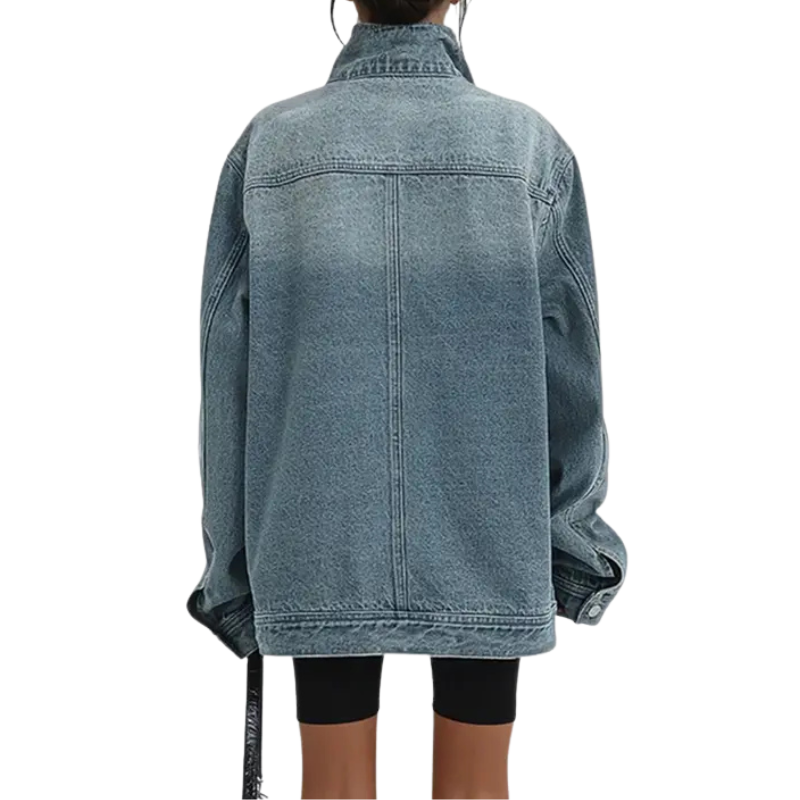 CYRIELLE | ASYMMETRIC BUTTON JACKET - Light Blue