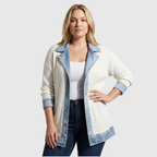 DAGMAR | CONTRAST LAPEL KNIT JACKET - Ivory