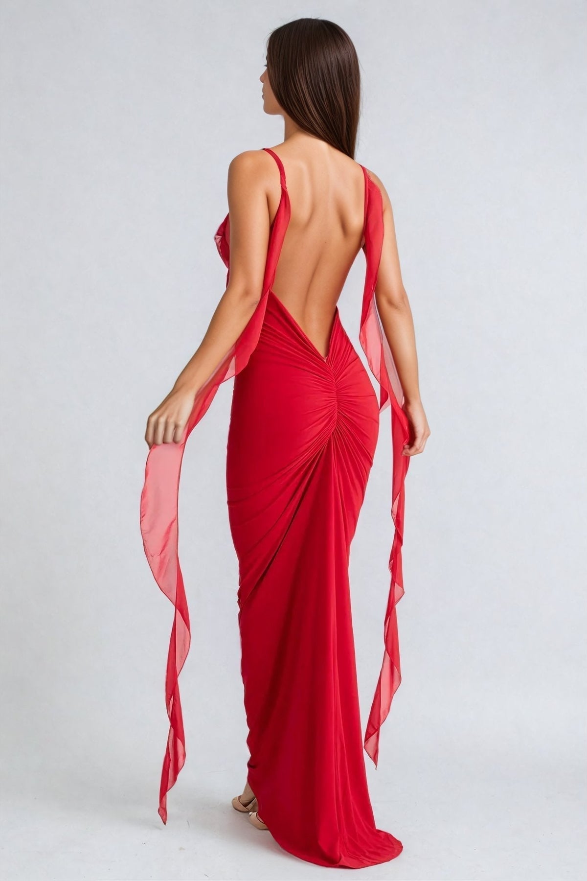 DAINI | ROSETTE MAXI DRESS - Red