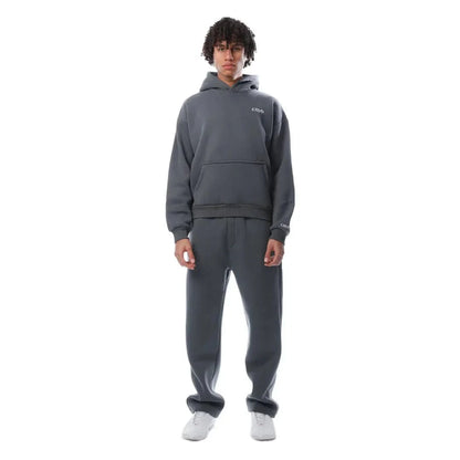 Charcoal unisex hoodie and joggers set front view