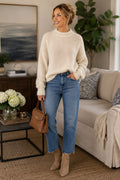 DALENA | CREW NECK PULLOVER SWEATER - Ivory