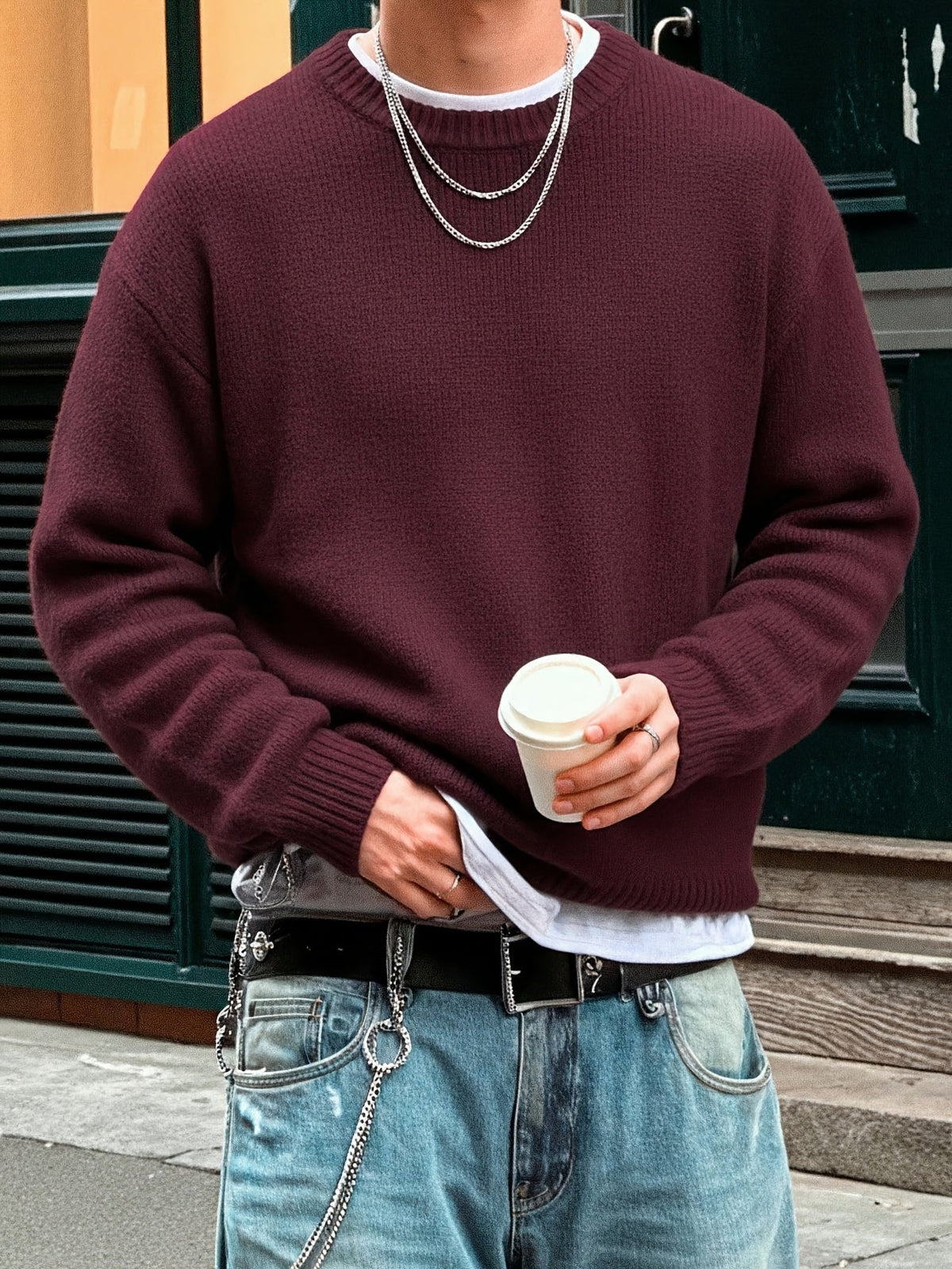 DARIO | CREW NECK SWEATER - Burgundy