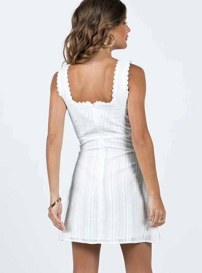 DASHA | SQUARE NECK MINI DRESS - White