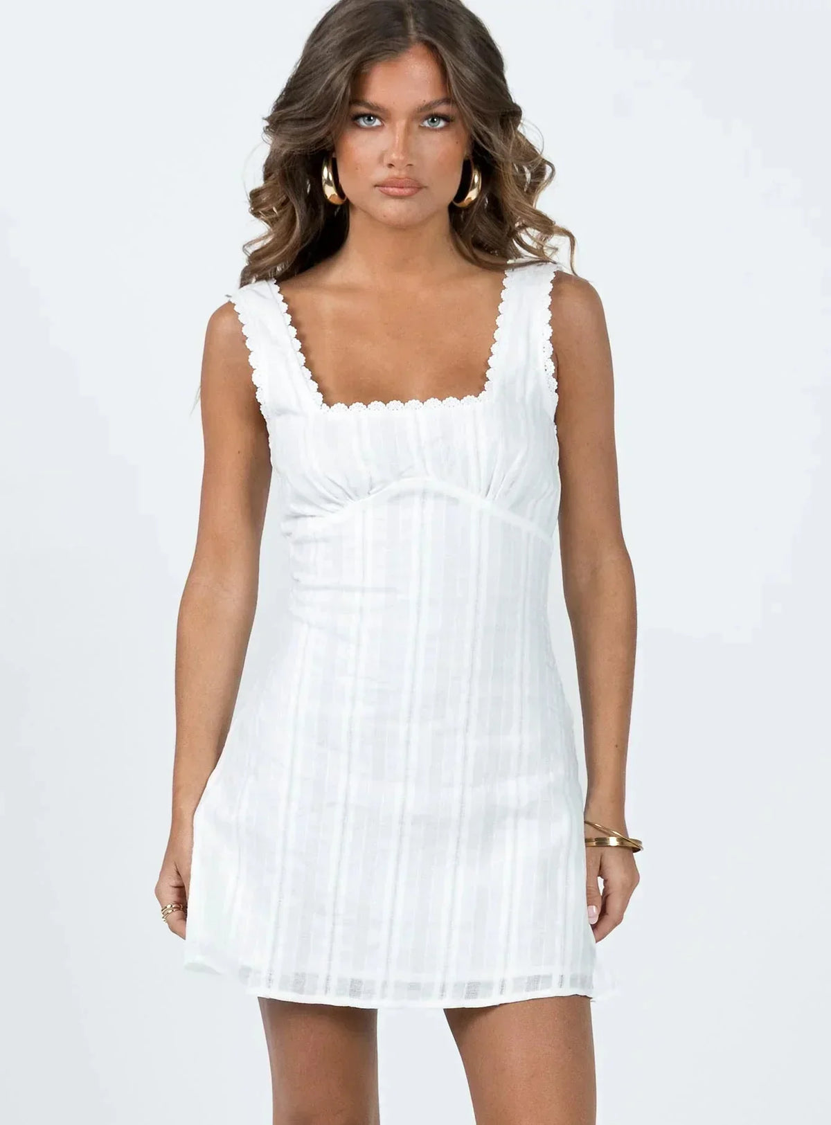 DASHA | SQUARE NECK MINI DRESS - White