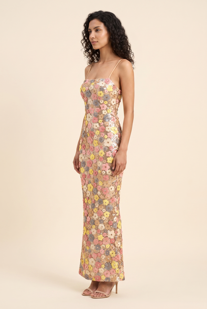 DAVINIA | FLORAL MAXI DRESS - Pink and Yellow Floral