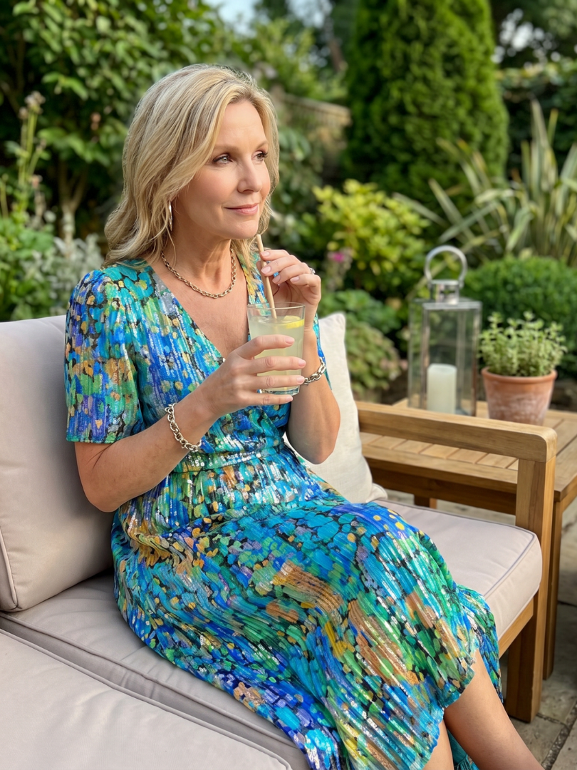DAWN | FLUTTER SLEEVE FLORAL MIDI DRESS - Blue Green Print