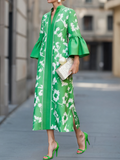 DEANDRA | FLORAL BELL SLEEVE MAXI DRESS - Green Floral